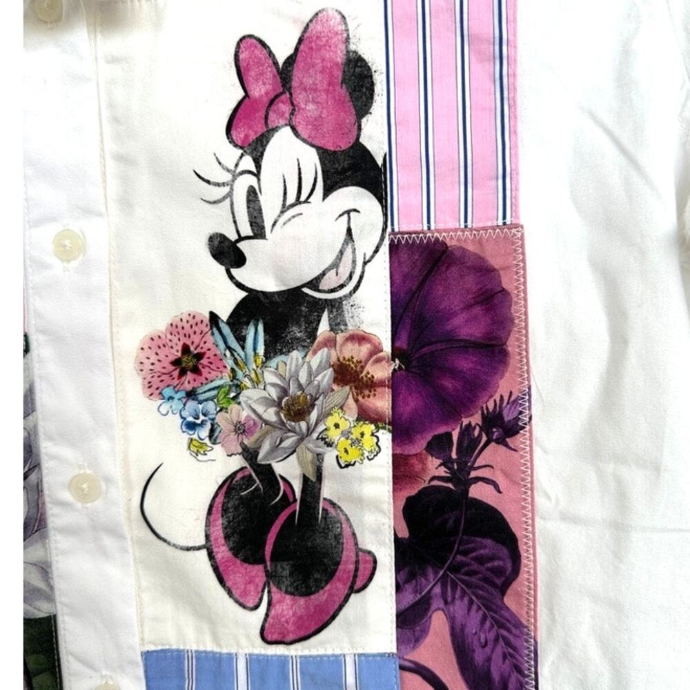 Desigual Disney Women's Minnie Mouse Patchwork Floral Button Down Shirt NWT Med - Picture 10 of 10